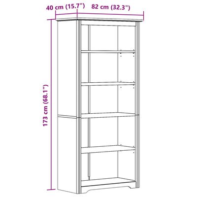 vidaXL Βιβλιοθήκη BODO 5 Επ. Λευκή 82x40x173 εκ. από Μασίφ Ξύλο Πεύκου