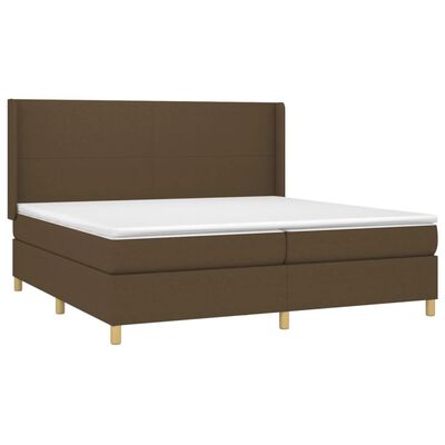 vidaXL Κρεβάτι Boxspring με Στρώμα Σκούρο Καφέ 200x200 εκ. Υφασμάτινο