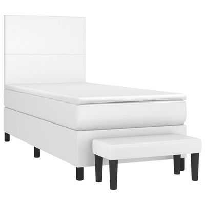 vidaXL Κρεβάτι Boxspring με Στρώμα Λευκό 80 x 200 εκ. Συνθετικό Δέρμα