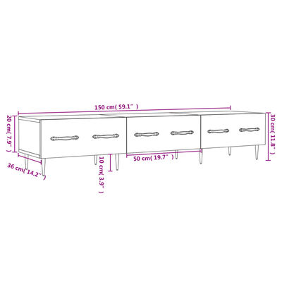 vidaXL Έπιπλο Τηλεόρασης Καπνιστή Δρυς 150x36x30 εκ. Επεξ. Ξύλο