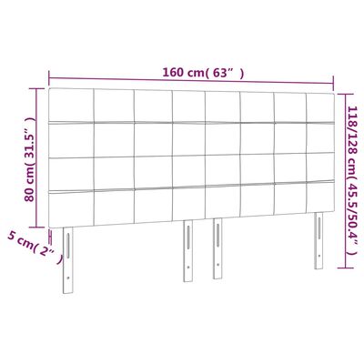 vidaXL Κεφαλάρια Κρεβατιού 4 τεμ. Μαύρα 80 x 5 x 78/88 εκ. Βελούδινο