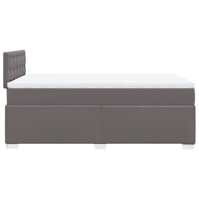 vidaXL Κρεβάτι Boxspring με Στρώμα Γκρι 120x190εκ. από Συνθετικό Δέρμα