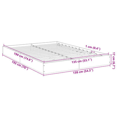 vidaXL Πλαίσιο Κρεβατιού Μαύρο 135x190 εκ. Επεξεργ. Ξύλο