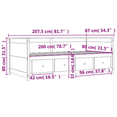 vidaXL Καναπές Κρεβάτι Χωρίς Στρώμα Καφέ 80x200 εκ. Μασίφ Ξύλο Πεύκου