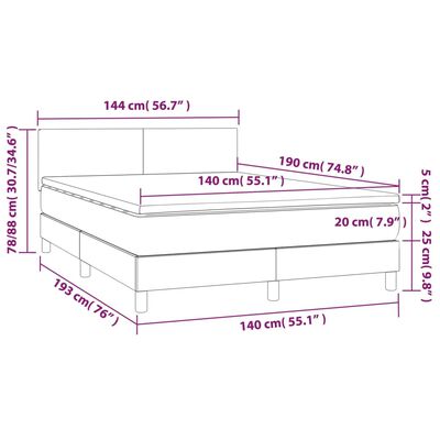 vidaXL Κρεβάτι Boxspring με Στρώμα Taupe 140x190 εκ. Υφασμάτινο