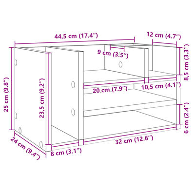 vidaXL Έπιπλο Οργάνωσης Γραφείου Γκρι Sonoma 44,5x24x25 εκ Επεξ. Ξύλο