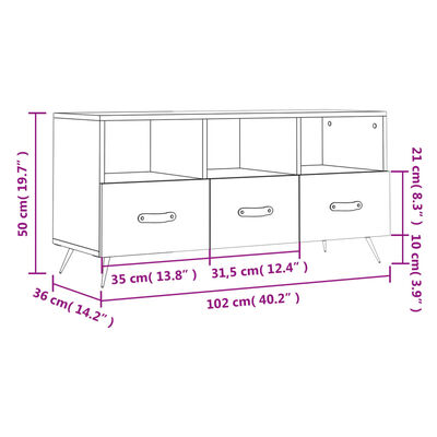 vidaXL Έπιπλο Τηλεόρασης Καπνιστή Δρυς 102x36x50εκ. Επεξεργασμένο Ξύλο