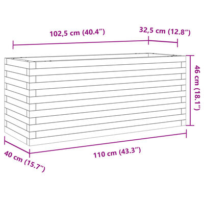 vidaXL Ζαρντινιέρα Κήπου Λευκή 110x40x46 εκ. από Μασίφ Ξύλο Πεύκου