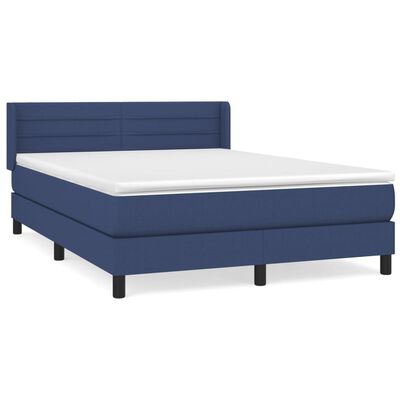 vidaXL Κρεβάτι Boxspring με Στρώμα Μπλε 140x190 εκ. Υφασμάτινο