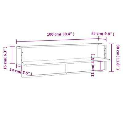 vidaXL Ράφι Τοίχου με Μπάρα Καφέ Δρυς 100x25x30 εκ.