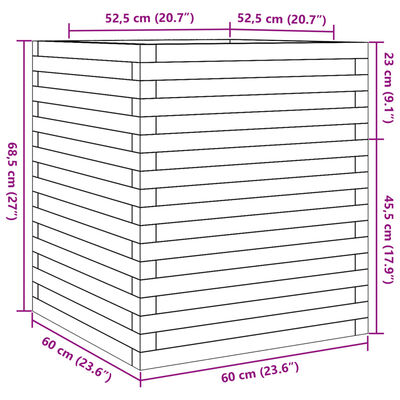 vidaXL Ζαρντινιέρα Κήπου 60x60x68,5 εκ. από Εμποτισμένο Ξύλο Πεύκου