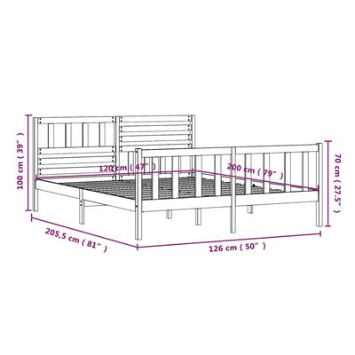 vidaXL Πλαίσιο Κρεβατιού 120 x 200 εκ. από Μασίφ Ξύλο