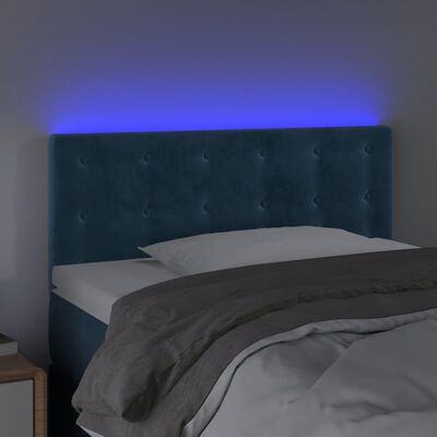 vidaXL Κεφαλάρι Κρεβατιού LED Σκούρο Μπλε 80x5x78/88 εκ. Βελούδινο