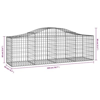 vidaXL Συρματοκιβώτια Τοξωτά 40 τεμ. 200x50x60/80 εκ. Γαλβαν. Ατσάλι