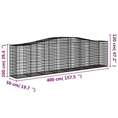 vidaXL Συρματοκιβώτια Τοξωτά 5 τεμ. 400x50x100/120 εκ. Γαλβαν. Ατσάλι