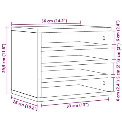 vidaXL Έπιπλο Οργάνωσης Γραφείου Γκρι Σκυρ. 36x26x29,5εκ Επεξ. Ξύλο