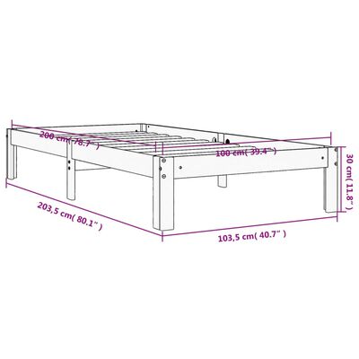 vidaXL Σκελετός Κρεβ. Χωρίς Στρώμα Καφέ Κεριού 100x200 εκ Μασίφ Πεύκο