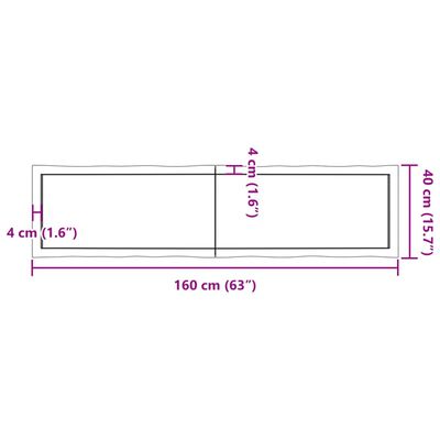 vidaXL Επιφάνεια Τραπεζιού 160x40x(2-4)εκ Ακατέργαστο Μασίφ Ξύλο Δρυός