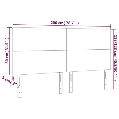 vidaXL Κεφαλάρια Κρεβατιού 4 τεμ. Σκ. Γκρι 100x5x78/88 εκ. Υφασμάτινο