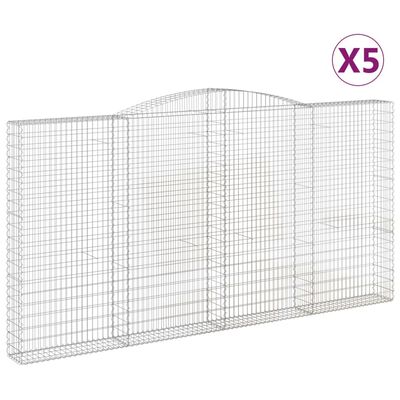 vidaXL Συρματοκιβώτια Τοξωτά 5 τεμ. 400x30x200/220 εκ. Γαλβαν. Ατσάλι