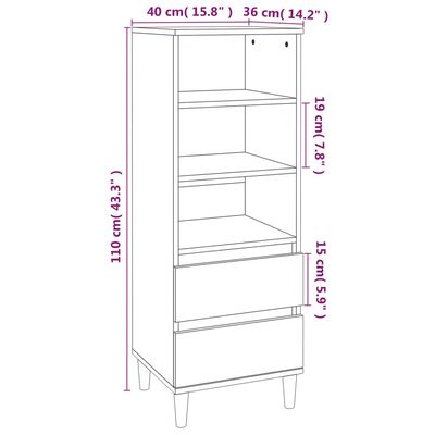 vidaXL Ντουλάπι Γκρι Σκυρ. 40x36x110 εκ. από Επεξεργασμένο Ξύλο