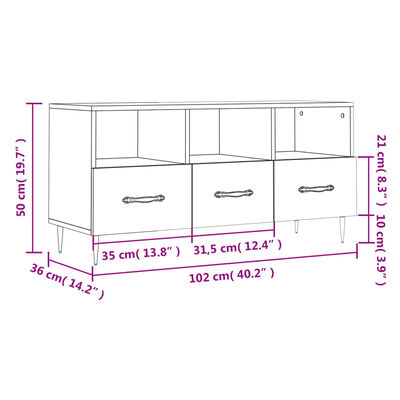 vidaXL Έπιπλο Τηλεόρασης Γυαλ. Λευκό 102x36x50 εκ. Επεξεργασμένο Ξύλο