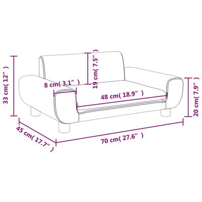 vidaXL Καναπές Παιδικός Μαύρο 70 x 45 x 33 εκ. από Βελούδο