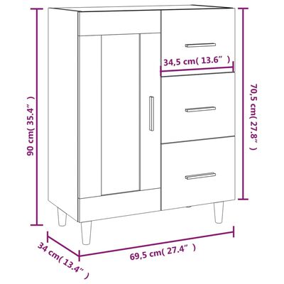 vidaXL Ντουλάπι Γκρι Σκυροδέματος 69,5x34x90 εκ. Επεξεργασμένο Ξύλο