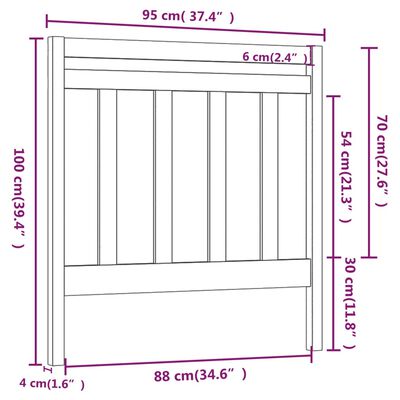 vidaXL Κεφαλάρι Κρεβατιού Λευκό 95 x 4 x 100 εκ. από Μασίφ Ξύλο Πεύκου