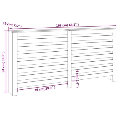 vidaXL Κάλυμμα Καλοριφέρ Μαύρο 169x19x84 εκ. από Μασίφ Ξύλο Πεύκου