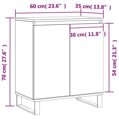 vidaXL Ντουλάπι Γκρι Σκυροδέματος 60x35x70 εκ. Επεξεργασμένο Ξύλο