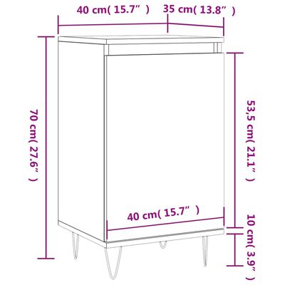 vidaXL Συρταριέρα Καφέ Δρυς 40 x 35 x 70 εκ. από Επεξεργασμένο Ξύλο