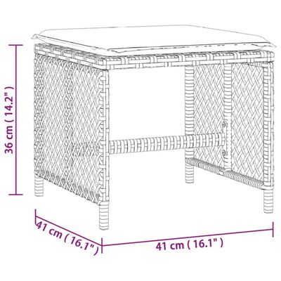 vidaXL Σκαμπό Κήπου 4 τεμ. Μαύρα 41x41x36 Συνθετικό Ρατάν με Μαξιλάρια