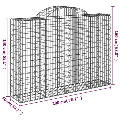 vidaXL Συρματοκιβώτια Τοξωτά 4 τεμ. 200x50x140/160 εκ. Γαλβαν. Ατσάλι