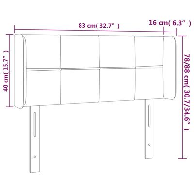 vidaXL Κεφαλάρι Κρεβατιού LED Κρεμ 83x16x78/88 εκ. Υφασμάτινο