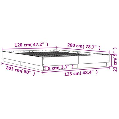 vidaXL Πλαίσιο Κρεβατιού Γκρι Σκυροδέματος 120x200 εκ. Επεξεργ. Ξύλο