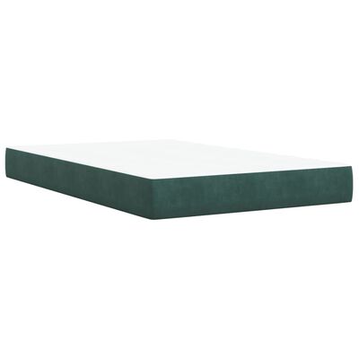 vidaXL Κρεβάτι Boxspring με Στρώμα Σκούρο Πράσινο 120x190εκ. Βελούδινο