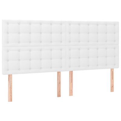 vidaXL Κρεβάτι Boxspring με Στρώμα & LED Λευκό 180x200 εκ. Συνθ. Δέρμα