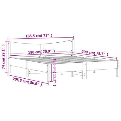 vidaXL Σκελετός Κρεβ. Χωρίς Στρώμα Λευκό 180x200 εκ Μασίφ Πεύκο