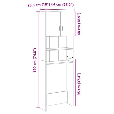 vidaXL Ντουλάπι Πλυντηρίου Χρώμα Sonoma Δρυς 64x25,5x190εκ Μοριοσανίδα