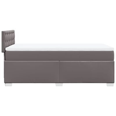 vidaXL Κρεβάτι Boxspring με Στρώμα Γκρι 90x190 εκ. από Συνθετικό Δέρμα