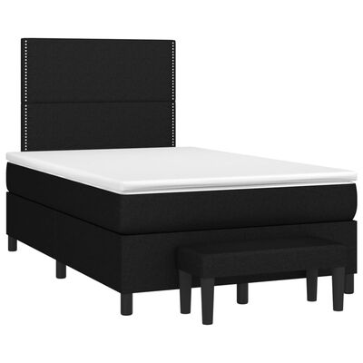 vidaXL Κρεβάτι Boxspring με Στρώμα Μαύρο 120x200 εκ. Υφασμάτινο