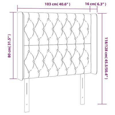 vidaXL Κεφαλάρι Κρεβατιού LED Ροζ 103x16x118/128 εκ.Βελούδινο