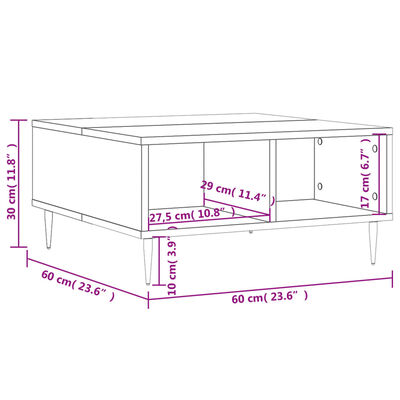 vidaXL Τραπεζάκι Σαλονιού Καφέ Δρυς 60x60x30 εκ. Επεξεργασμένο Ξύλο