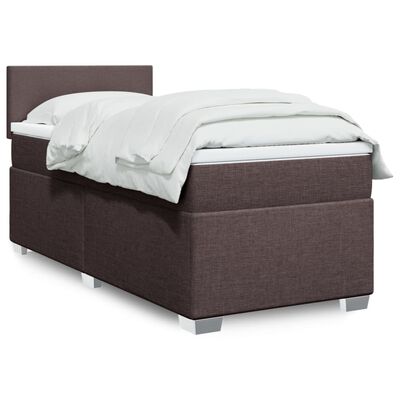 vidaXL Κρεβάτι Boxspring με Στρώμα Σκούρο Καφέ 100x200 εκ. Υφασμάτινο