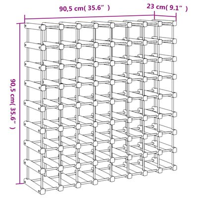 vidaXL Ραφιέρα Κρασιών για 72 Κρασιά 90,5x23x90,5εκ. Μασίφ Ξύλο Πεύκου