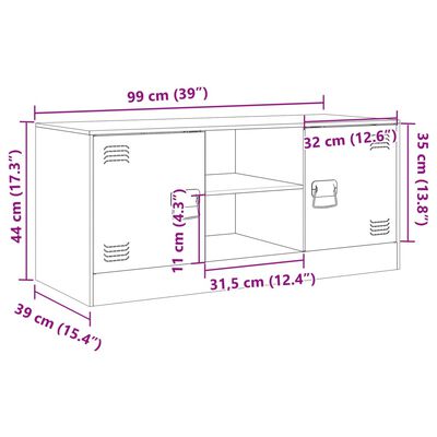 vidaXL Έπιπλο Τηλεόρασης Πράσινο Λαδί 99x39x44 εκ. από Ατσάλι