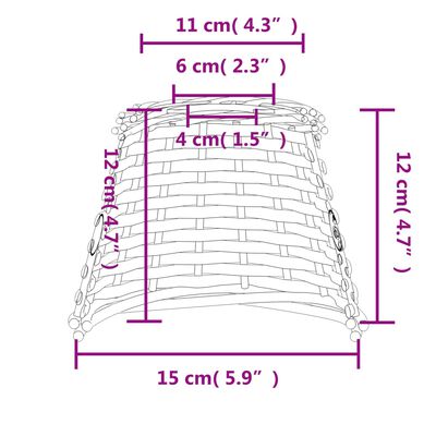 vidaXL Καπέλο Φωτιστικού Οροφής Καφέ Ø15x12 εκ. από Wicker