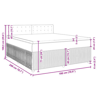 vidaXL Κρεβάτι Boxspring με Στρώμα Μπλε 180x200 εκ. Υφασμάτινο