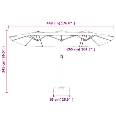 vidaXL Ομπρέλα Κήπου με Διπλή Κορυφή και LED Μαύρη 449 x 245 εκ.